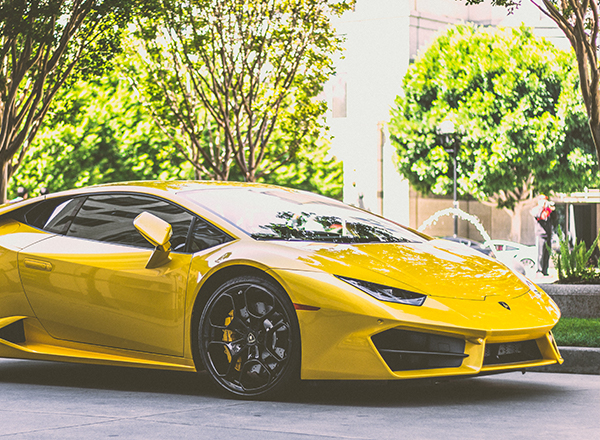 yellow front side view of lamborghini